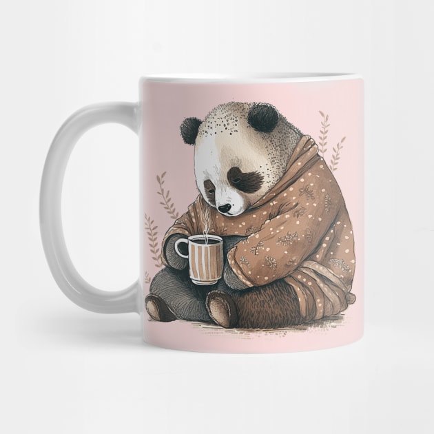 Cute sleepy Bear Drinking Coffee by GothicDesigns